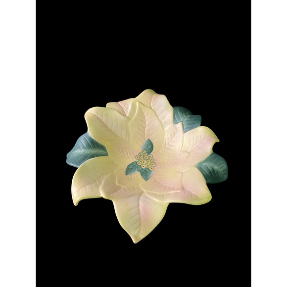 1990's Party Lite Christmas Porcelain Poinsettia - Picture 2 of 3